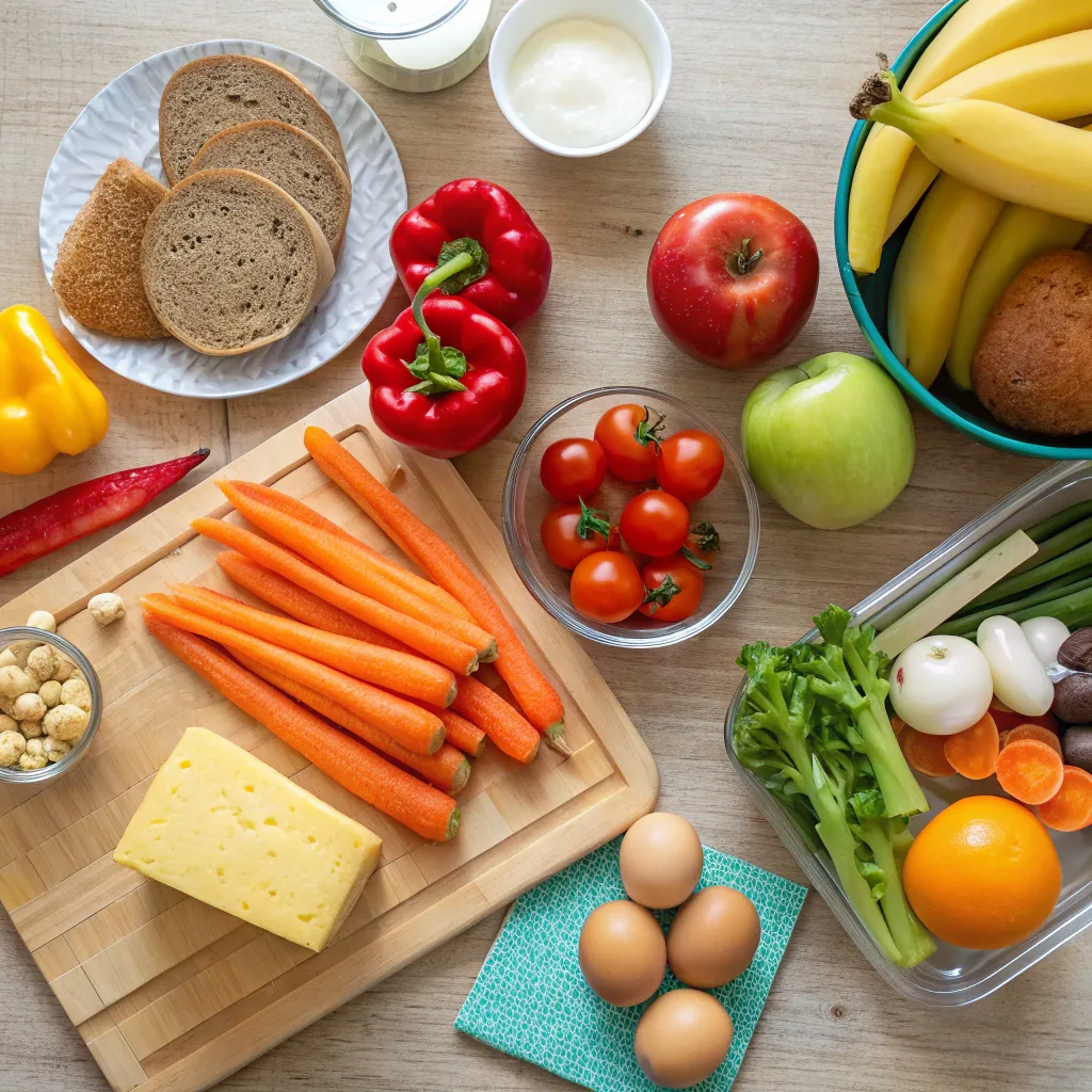 Fresh ingredients for children's cooking class
