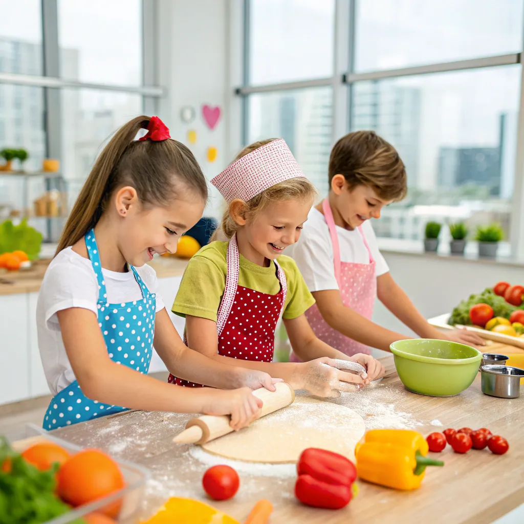 Kids enjoying a cooking class